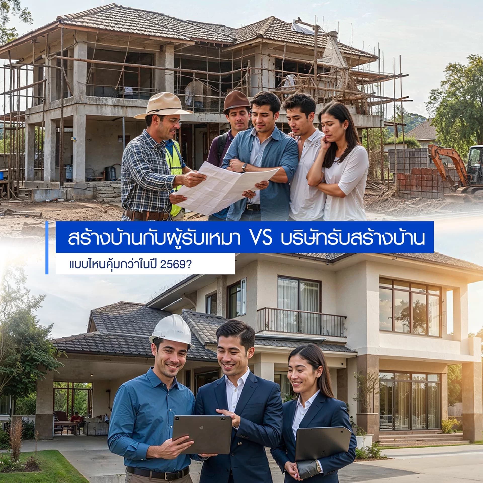 สร้างบ้านกับผู้รับเหมา VS บริษัทรับสร้างบ้าน แบบไหนคุ้มกว่าในปี 2569?